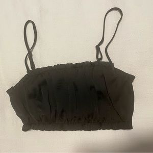 Glassons cropped black satin top - Size 2